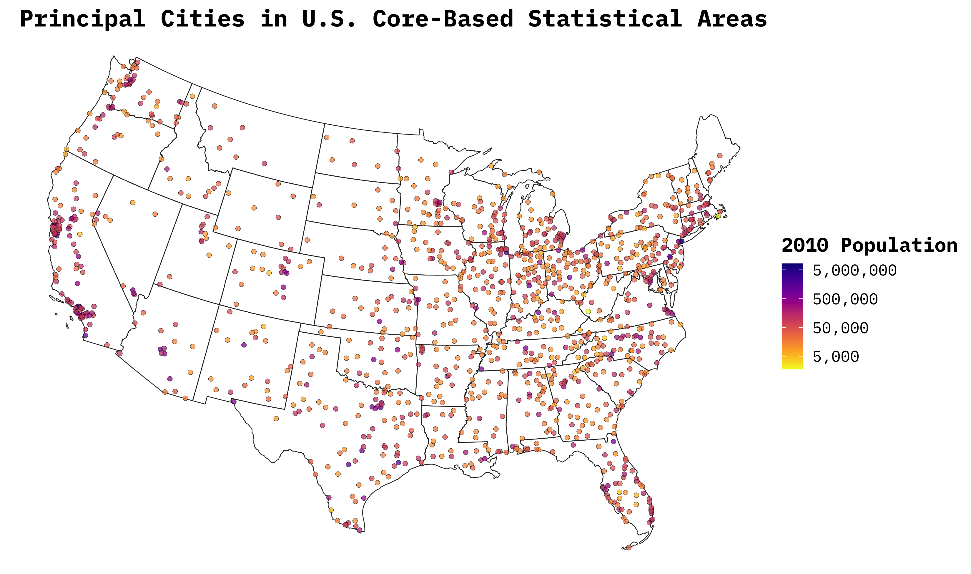Principal Cities in U.S. CBSAs, Points